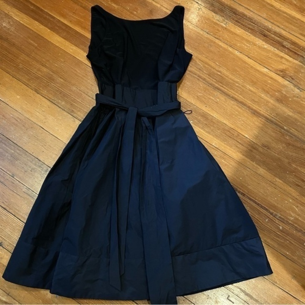 Sara Campbell Fit and Flare Navy Blue Wrap Dress with Stretch Top, Size 6